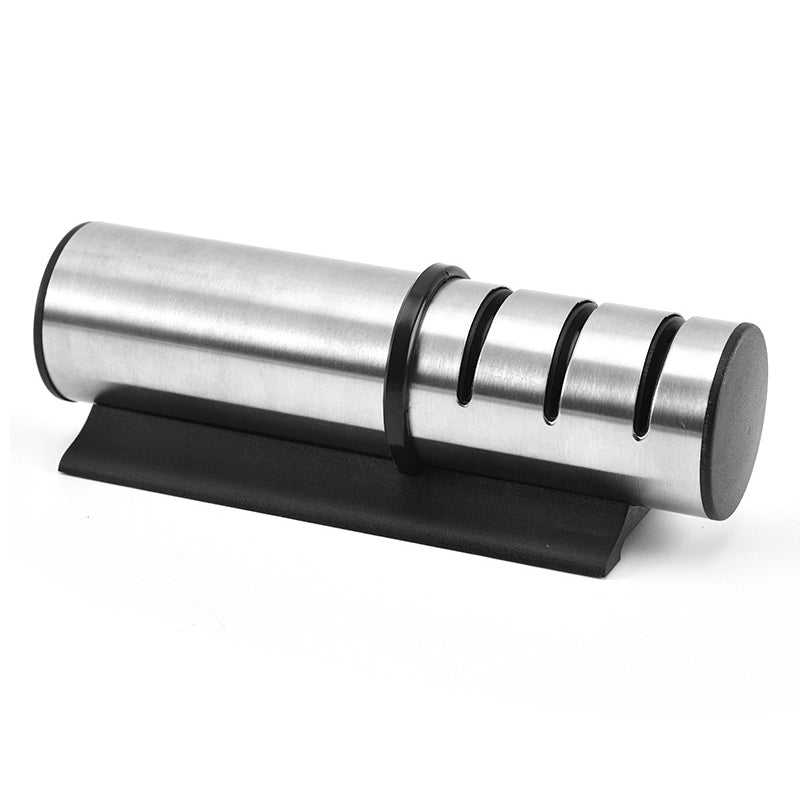 Portable three-stage knife sharpener for quick sharpening of kitchen knives
