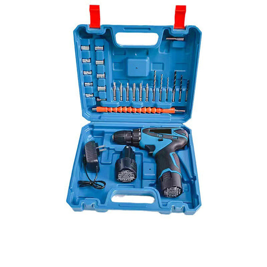 12V Blue Cordless Drill Lithium Battery Household Multi-functional Power Tool Set with Screwdriver and Flashlight