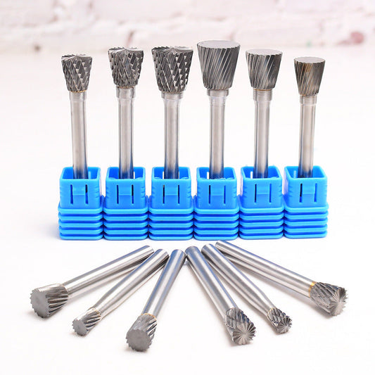 Carbide tungsten steel rotary file, N-type inverted cone end mill, metal jade and wood carving grinding and polishing electric grinding head