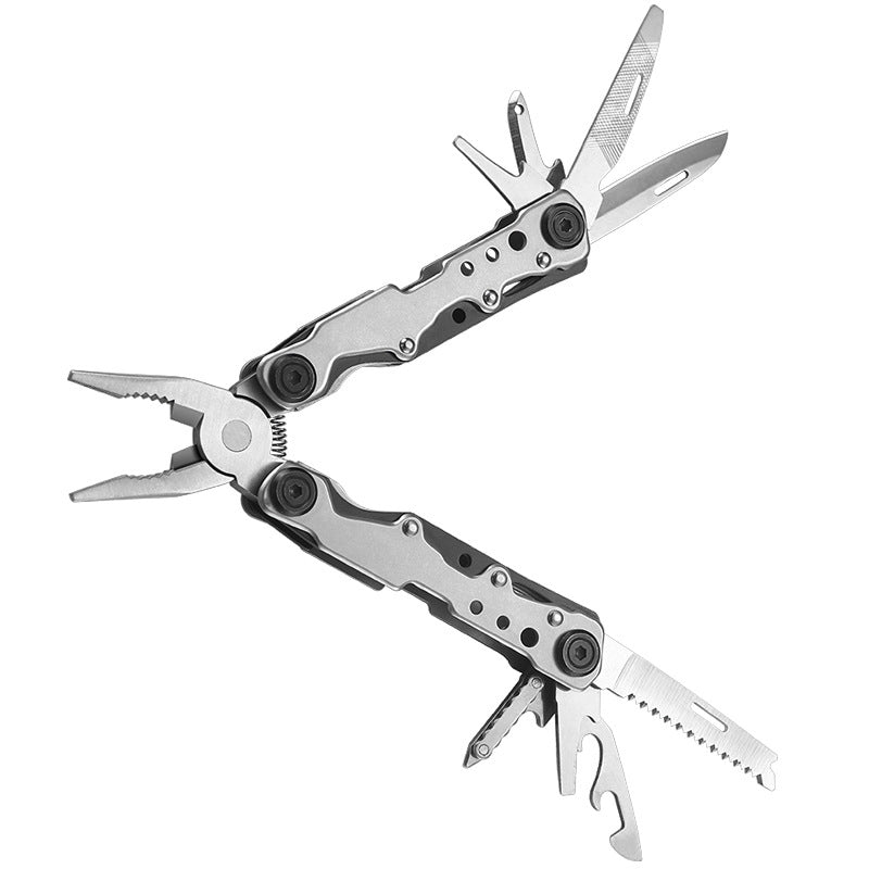 Multifunctional tool set: folding stainless-steel camp knife with large-sized pliers, ideal for outdoor use
