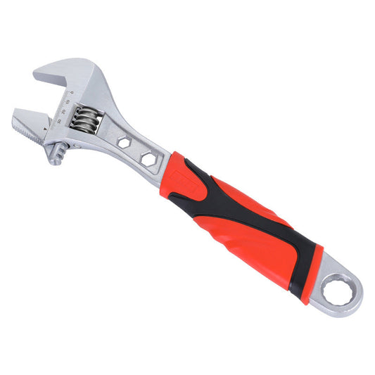 Universal pipe wrench with adjustable opening, suitable for both pipe fitting and loosening tasks
