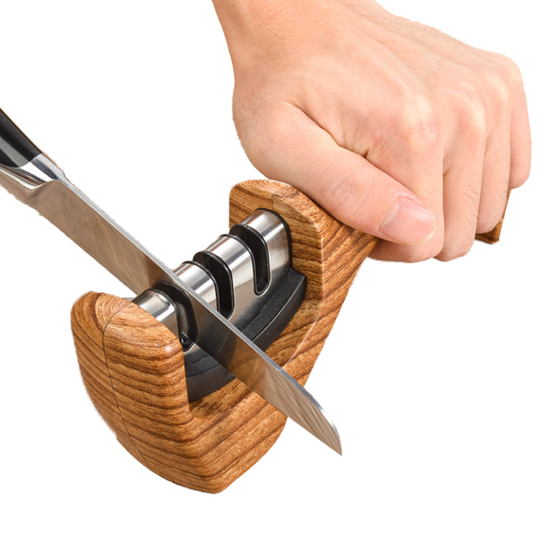 Portable wood-grained knife sharpener, household tungsten carbide knife sharpener, whetstone