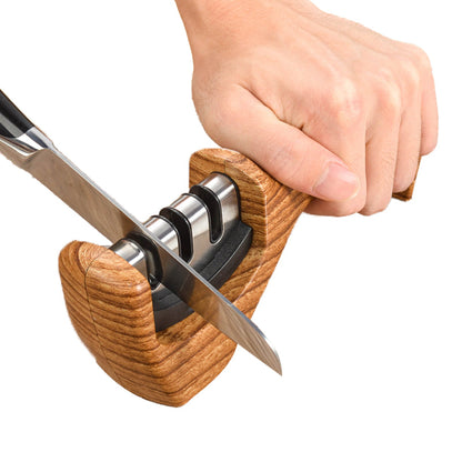 Portable wood-grained knife sharpener, household tungsten carbide knife sharpener, whetstone