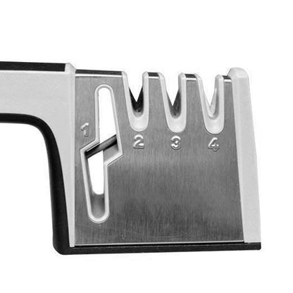 Four-in-one stainless steel sharpener with four-stage handheld quick sharpening stone rod for sharpening scissors