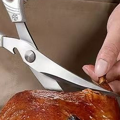 Stainless steel kitchen heavy-duty chicken bone scissors, multi-functional for cutting raw and cooked food, perfect for steak trimming