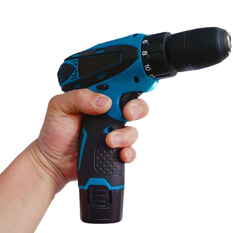 12V Blue Cordless Drill Lithium Battery Household Multi-functional Power Tool Set with Screwdriver and Flashlight