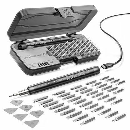 New electric screwdriver set: quiet, durable, high torque, multifunctional, portable, supports charging while in use, and operates silently.