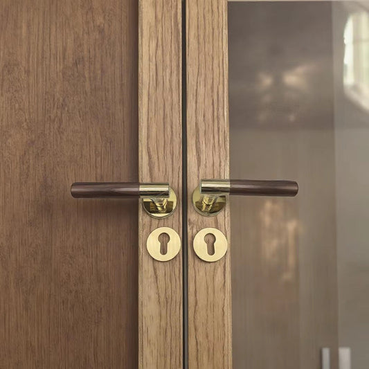 Zinc alloy split-type wooden handle, black and gold door handles, window and door hardware accessories