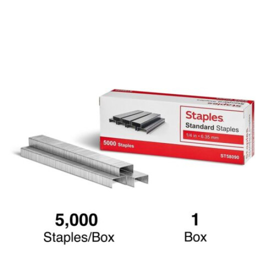 TRU RED Standard Staples 1/4" Leg Length 5000 Staples/Box TR58090