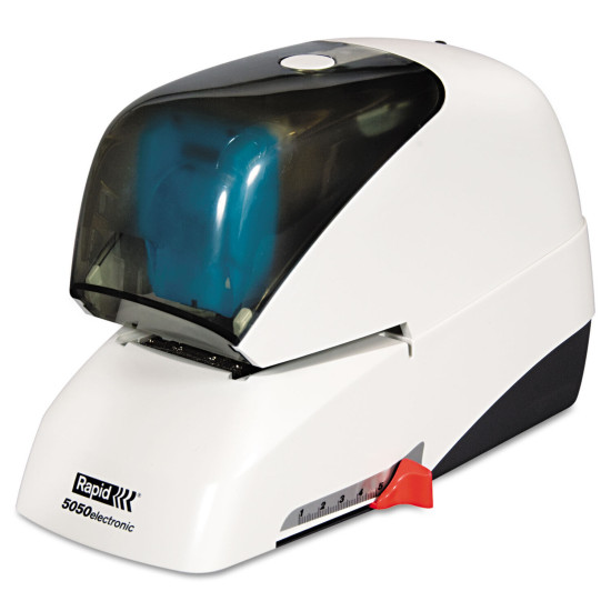 Rapid 5050e Heavy-Duty Flat Clinch Electric Stapler 60-Sheet Capacity White