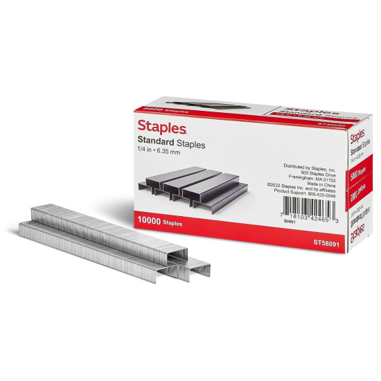 TRU RED Standard Staples 1/4" Leg Length 5000 Staples/Box 2/Pack TR58091