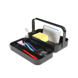 TRU RED 5 Compartment Plastic Desktop Organizer with Handle Black TR58200
