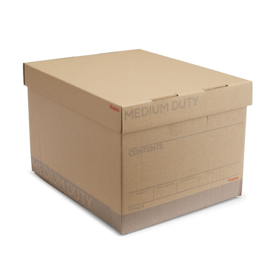 Staples Medium Duty 100% Recycled Storage Boxes Letter/Legal Size 12/Pack