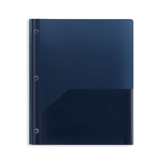 Staples 2-Pocket Fasteners Folder Navy (26389) 970158
