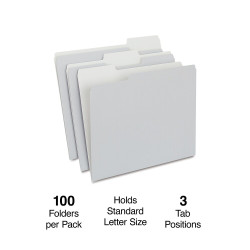 Staples File Folders 1/3 Cut Letter Size Gray 200/Carton ST433664-CCVS