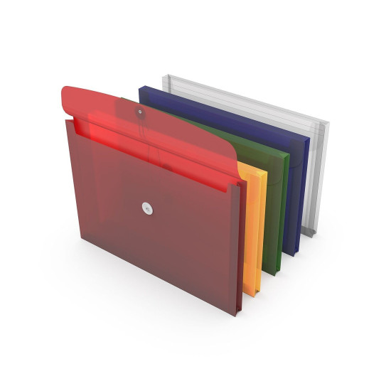 TRU RED Expanding Wallets Button & String Closure Legal Size Assorted Colors