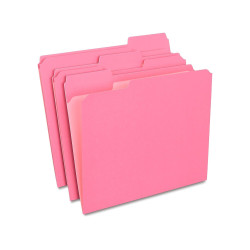 HITOUCH BUSINESS SERVICES Reinforced File Folders 1/3 Cut Letter Size Pink