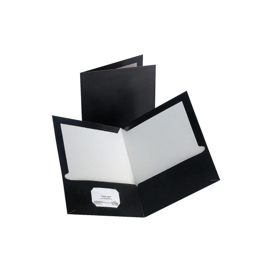Staples 2-Pocket Laminated Folders Black 10/Pack 13365-CC