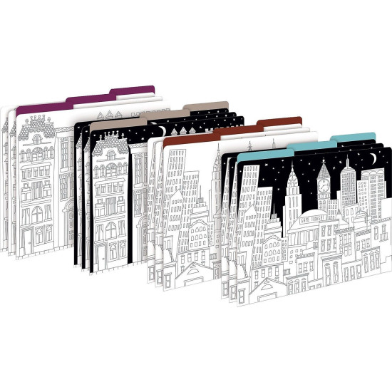 Barker Creek Cityscapes Decorative Letter-Sized File Folders Multi-Design 3-Tab