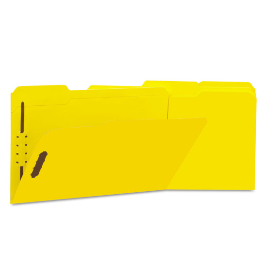 UNIVERSAL Deluxe Reinforced Top Tab Folders 2 Fasteners 1/3 Tab Legal Yellow