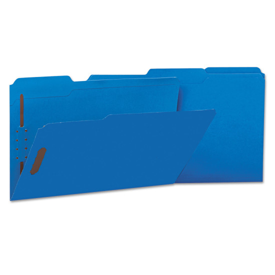 UNIVERSAL Deluxe Reinforced Top Tab Folders 2 Fasteners 1/3 Tab Legal Blue