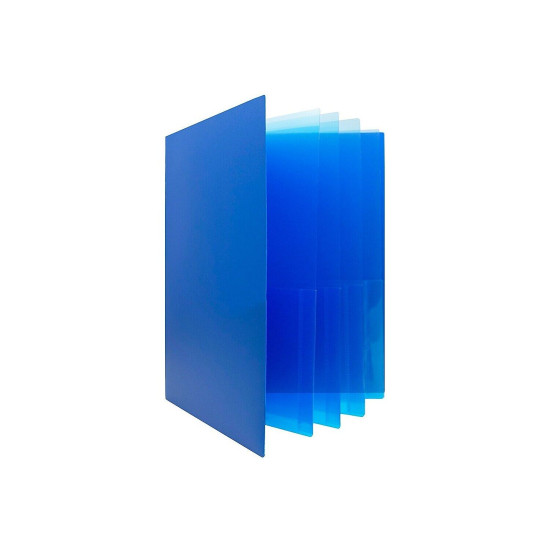 JAM Paper Heavy Duty Plastic Multi-Pocket Folder 10 Pocket Organizer Blue