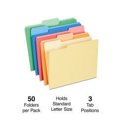 Staples Heavyweight File Folders 1/3 Cut Tab Letter Size Assorted Colors