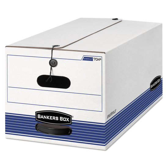 Bankers Box STOR/FILE Storage Box Legal String and Button White/Blue 4/Carton