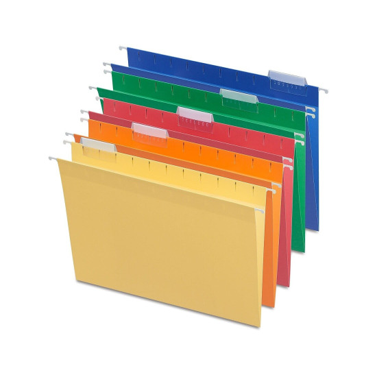 TRU RED Hanging File Folders 5 Tab Letter Size Assorted 25/Box (875411) TR875411