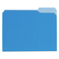 UNIVERSAL Recycled Interior File Folders 1/3 Cut Top Tab Letter Blue 100/Box