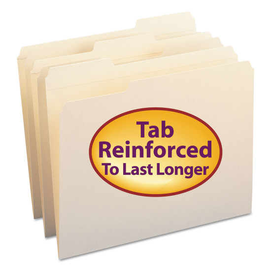 Smead File Folders 1/3 Cut Assorted Reinforced Top Tab Letter Manila 100/Box