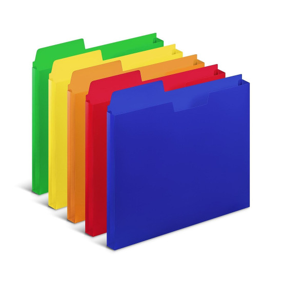 tions Poly File Pockets Letter Size Assorted Colors 5/Pack (20674)