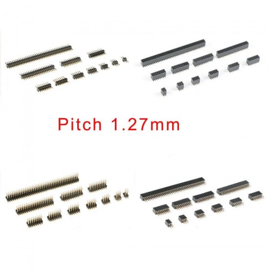 10pcs 2P-50P Pitch 1.27mm Single/Double Row Straight/SMD Female/Male Pin Header 