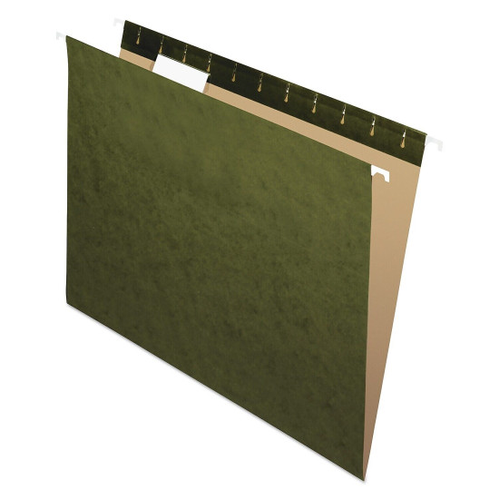 Office Impressions Hanging File Folders Letter Size 1/5-Cut Tab Standard Green