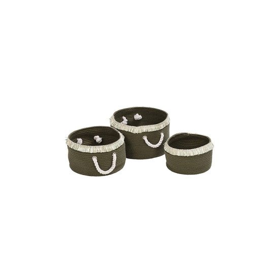 Honey-Can-Do Nesting Baskets with Fringe Olive Green 3/Set (STO-09612)