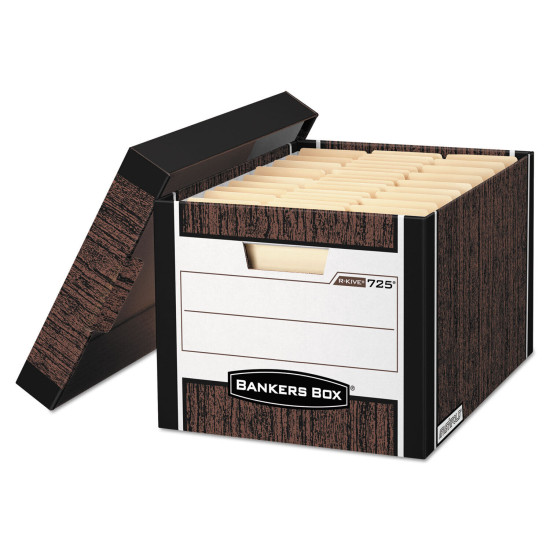 Bankers Box R-KIVE Max Storage Box Letter/Legal Locking Lid Woodgrain 4/Carton