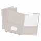 Oxford Twin-Pocket Folder Embossed Leather Grain Paper Gray 25/Box 57505