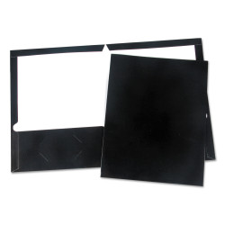 Universal Laminated Two-Pocket Folder Cardboard Paper Black 11 x 8 1/2 25/Pack