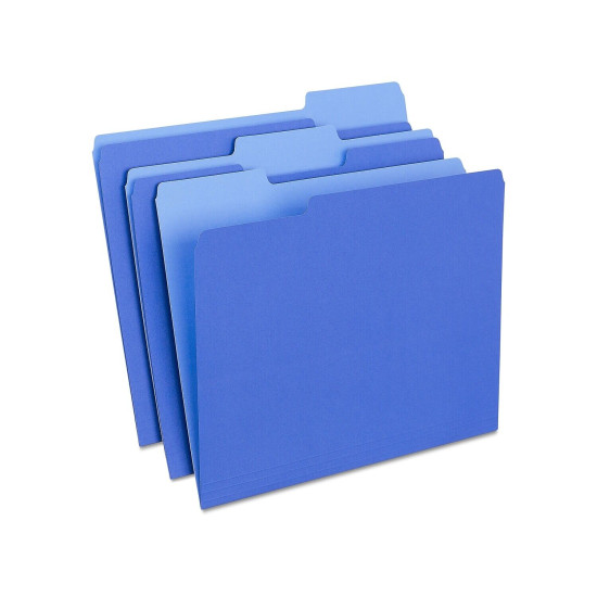 tions Colored File Folders 3-Tab Letter Blue 100/Box 224527