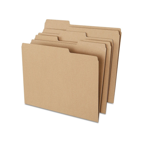 HITOUCH BUSINESS SERVICES File Folders 1/3 Cut Letter Size Natural Brown 100/Box