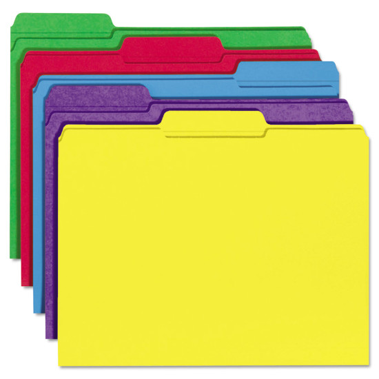 UNIVERSAL File Folders 1/3 Cut Double-Ply Top Tab Letter Assorted Colors 100/Box
