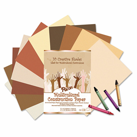 Pacon Multicultural Construction Paper 76 lbs. 9 x 12 Assorted 50 Sheets/Pack