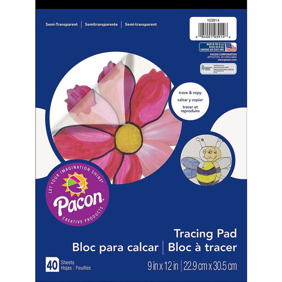 Pacon Art Street Translucent Tracing Paper Pad 12" x 9" PAC103914