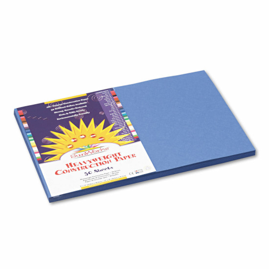 Pacon SunWorks 12" x 18" Construction Paper Blue 50 Sheets/Pack (P7407-0001)