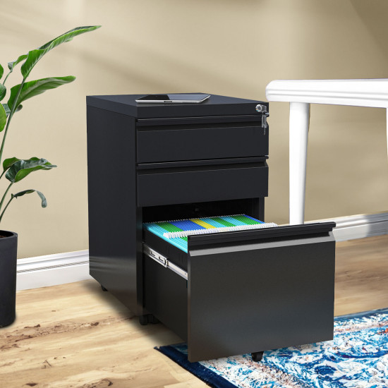 3 Drawer Vertical File Cabinet With Lock ,Storage Home Office Bedroom Furniture