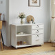 Wood File Cabinet 3 Drawer Shelf Rolling Storage Organizer for Home Office White