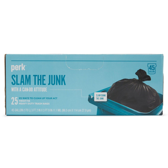 Perk 45 Gallon Trash Bag Low Density 1.1 Mil Black PK56748