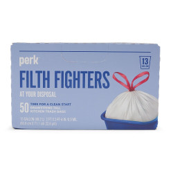 Perk 13 Gallon Kitchen Trash Bag Low Density 0.9 Mil PK56745