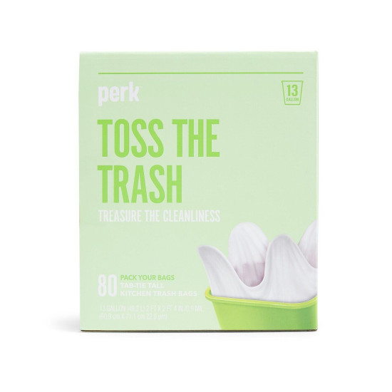 Perk 13 Gallon Kitchen Trash Bag Low Density 0.9 Mil PK56749