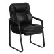 Flash Furniture Leather Mid Back Executive Side Chair With Sled Base Black